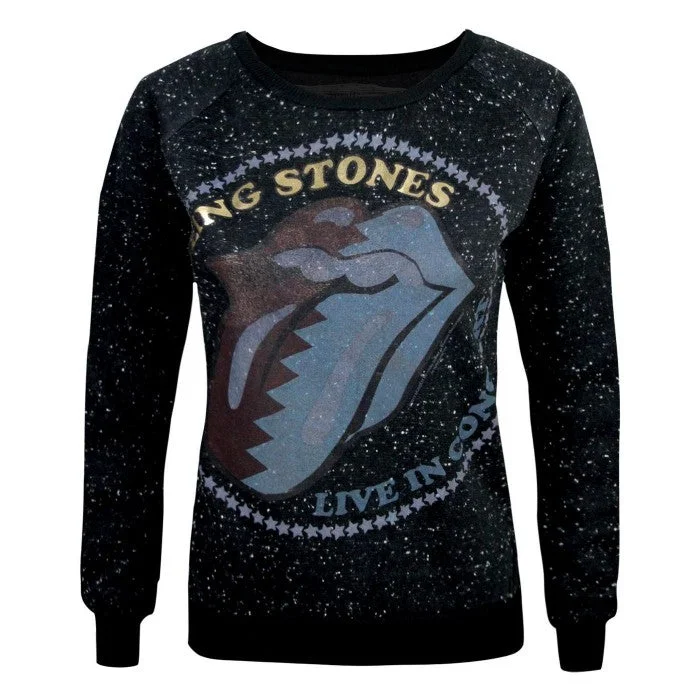 Amplified Womens/Ladies Zig Zag Lick The Rolling Stones Sweatshirt Hoodie with V-Neck Classic Versatile