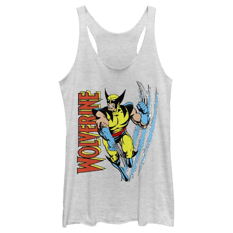 Women's Marvel X-Men Wolverine Slash Racerback Tank Top lemon yellow tank