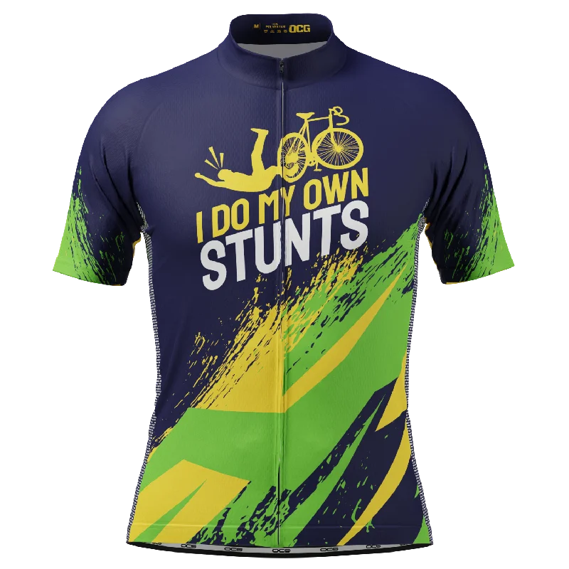 Men's I Do My Own Stunts Short Sleeve Cycling Jersey Turquoise Jersey Tee