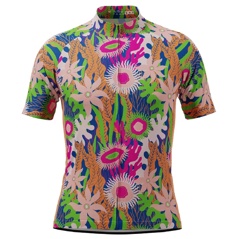 Men's Aquatic Plantlife Short Sleeve Cycling Jersey Linen Jersey Top