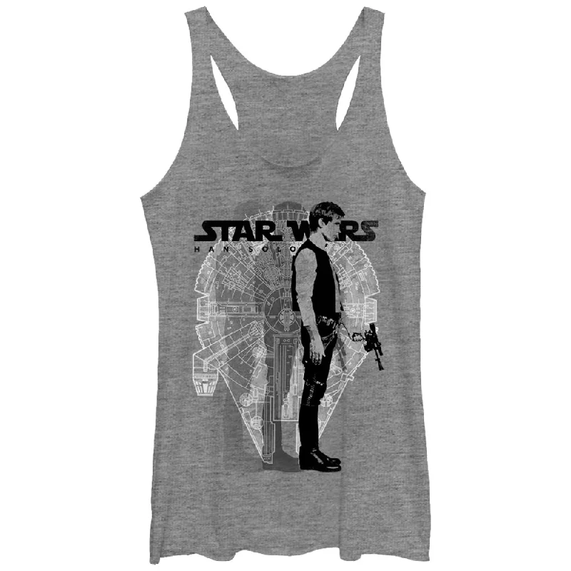 Women's Star Wars Millennium Falcon Han Solo Racerback Tank Top cutout tank top