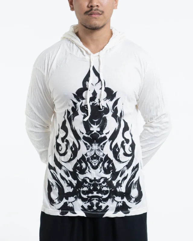 Unisex Buddha Chakra Hoodie in White Hoodie with Lining Warm Insulated
