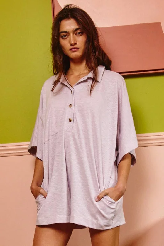 Oversized Solid Jersey Romper Premium Jersey Tee