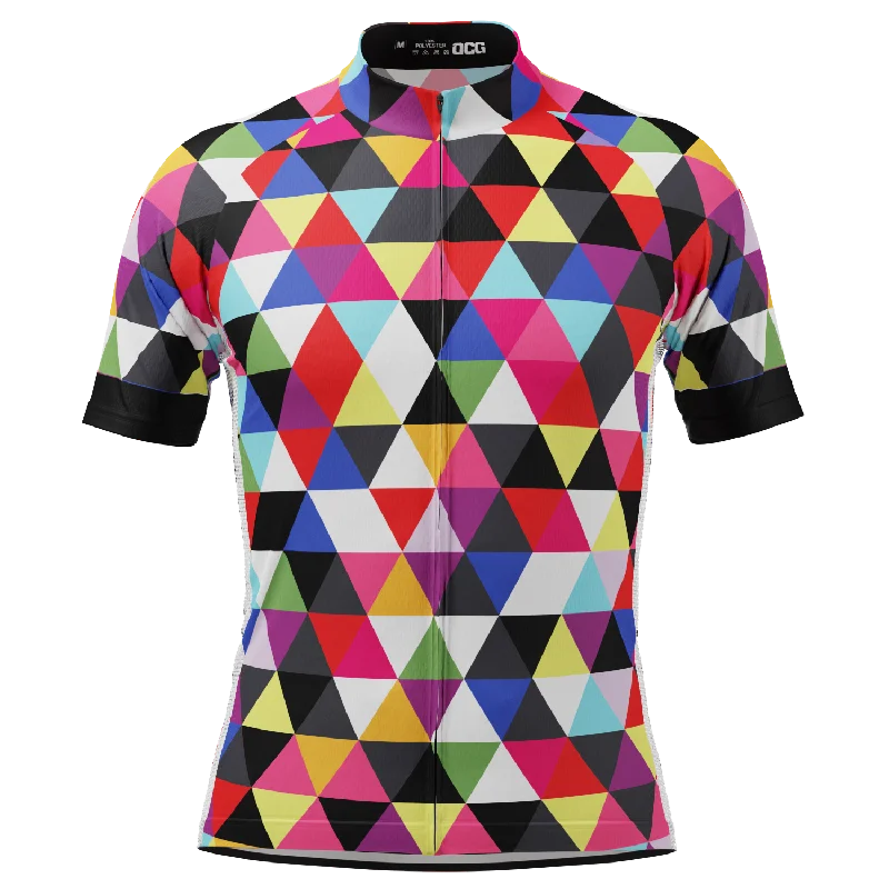 Men's ROMILs High Viz Triangles Black Short Sleeve Cycling Jersey Royal Blue Jersey Shirt Men's ROMILs High Viz Triangles Black Short Sleeve Cycling Jersey Royal Blue Jersey Shirt