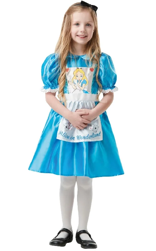Alice In Wonderland Girls Costume Dress Headband Shift Classic Vintage