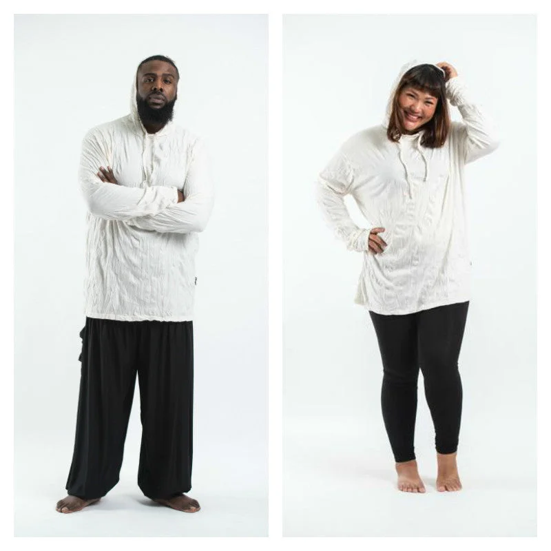 Plus Size Sure Design Unisex Blank Hoodie White Hoodie with Patch Decorative Personalized