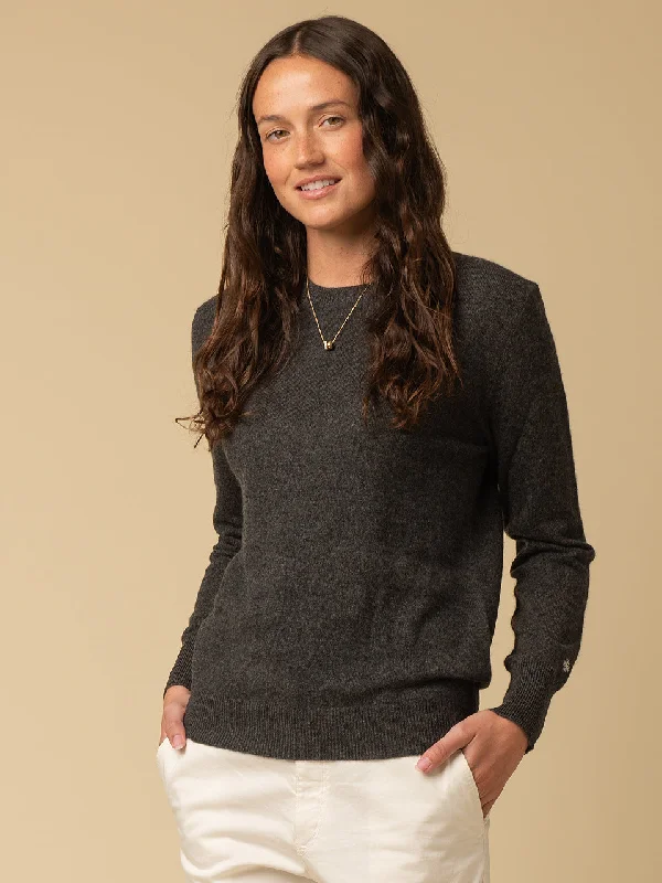 Classic Crew Neck Sweater_Graphite Jersey Fabric Tulle Fabric Batik Fabric