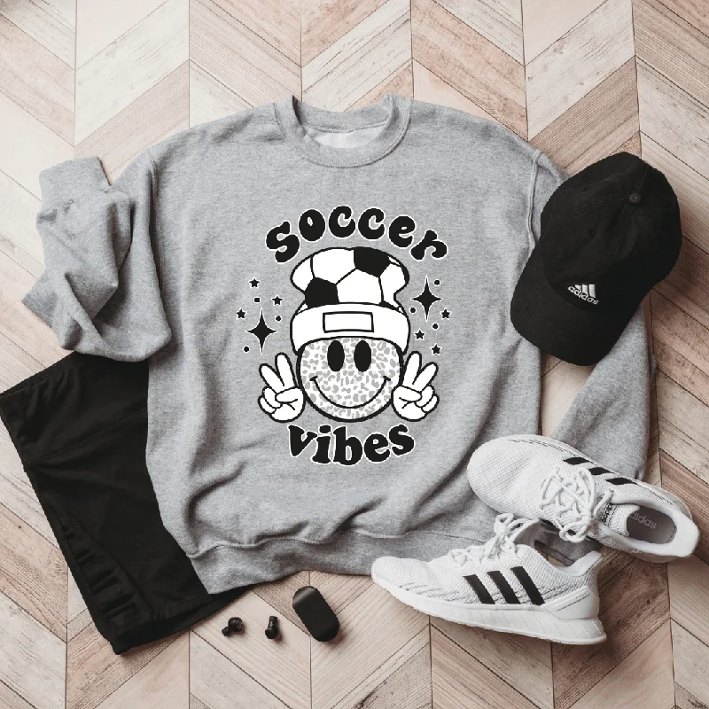 Hazel Blues® |  Soccer Vibes Graphic Sweatshirt Hoodie with Snap Buttons Easy Quick