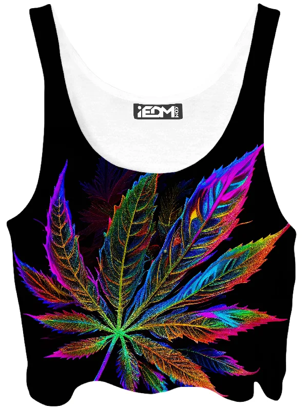 Blacklight Weed Crop Top Satin Fabric Silk Fabric Chiffon Fabric