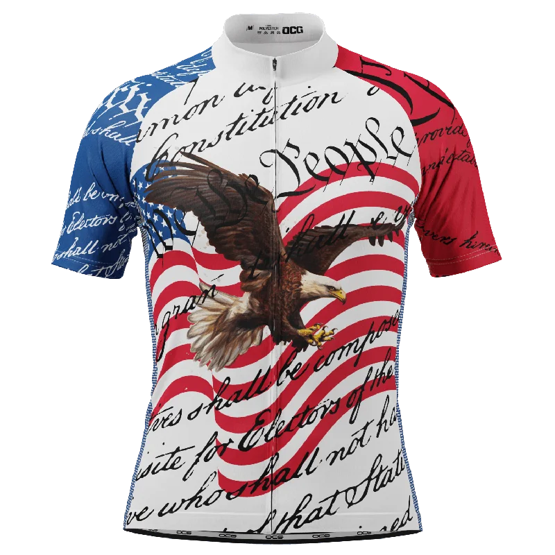 Men's United States Constitution Short Sleeve Cycling Jersey Polka Dot Jersey Shirt