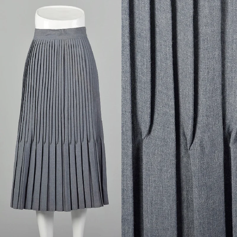 Small 1950s Gray Burlington Mills Pleated Skirt wrap skirt elegant