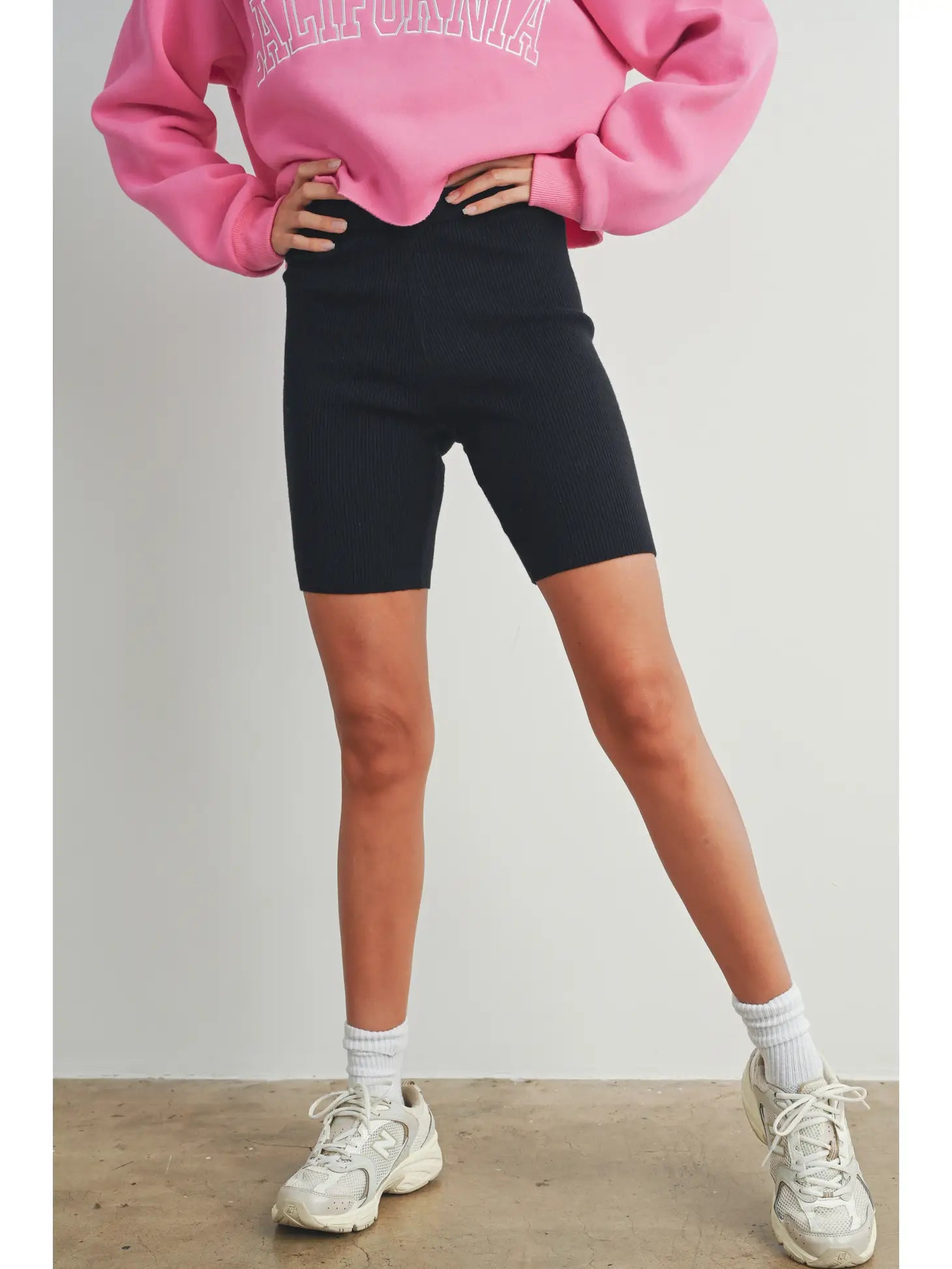 Sweater Ribbed Legging Shorts Women Zippered Buttoned Snapped