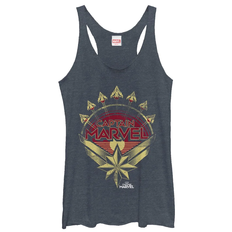 Women's Marvel Captain Marvel Retro Fighter Jet Plane Racerback Tank Top low neck tank