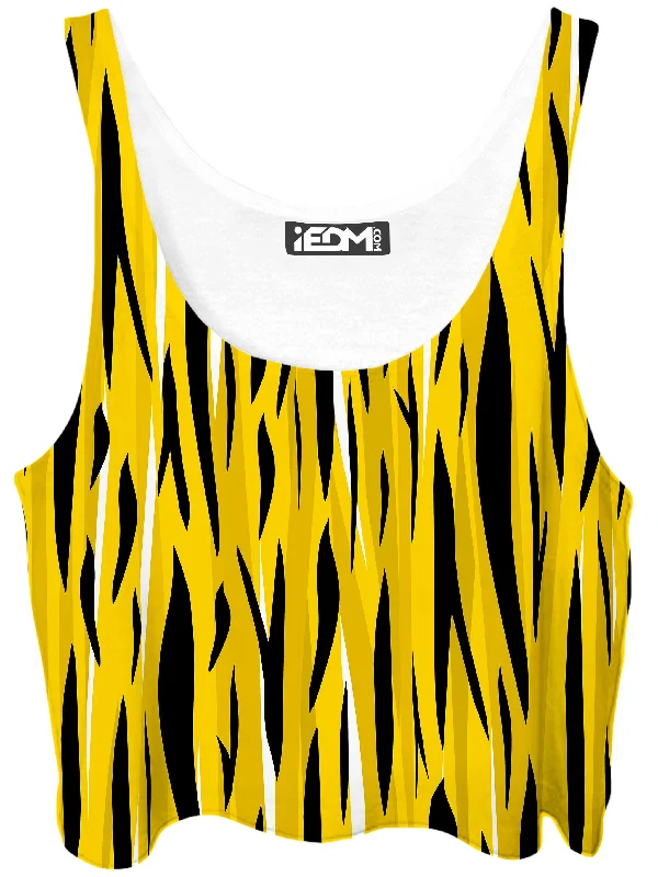 Tiger Markings Crop Top Welt Pockets Slit Pockets Flap Pockets