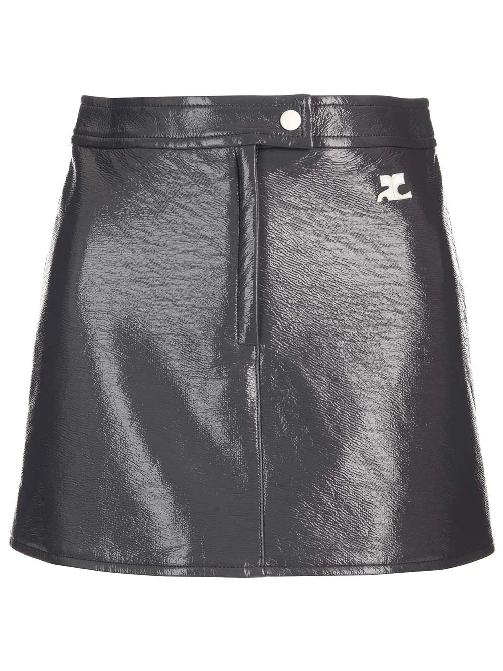Courreges Skirt Vinyle Reedition Steel Grey leather skirt bold