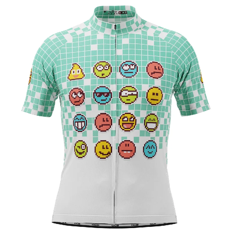 Men's Pixel Mania Emoji 8 Bit Short Sleeve Cycling Jersey Exclusive Jersey Tee