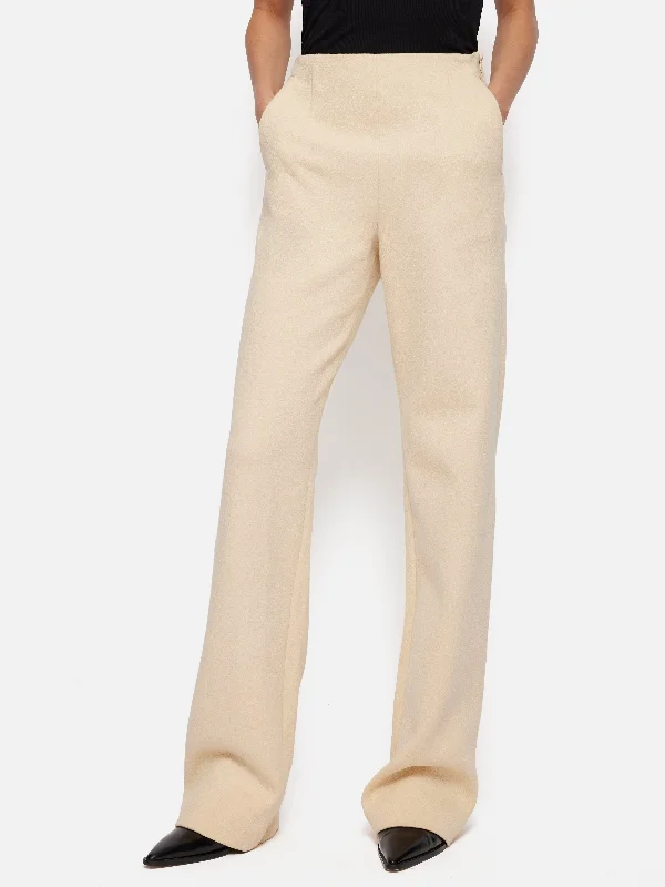 Crepe Ponte Jersey Blake Trouser | Cream Navy Blue Jersey Tee
