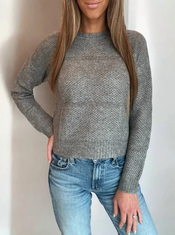 Honeycomb Crew Sweater In Bankers Grey High Neck Crew Neck V-Neck