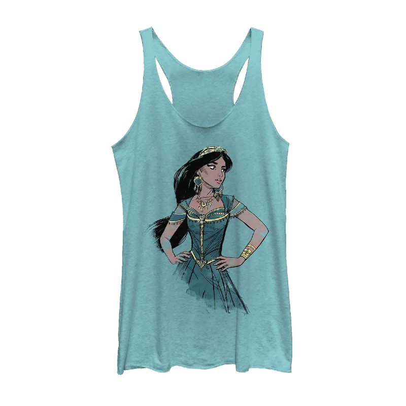 Women's Aladdin Jasmine Sketch Profile Racerback Tank Top vibrant tank top