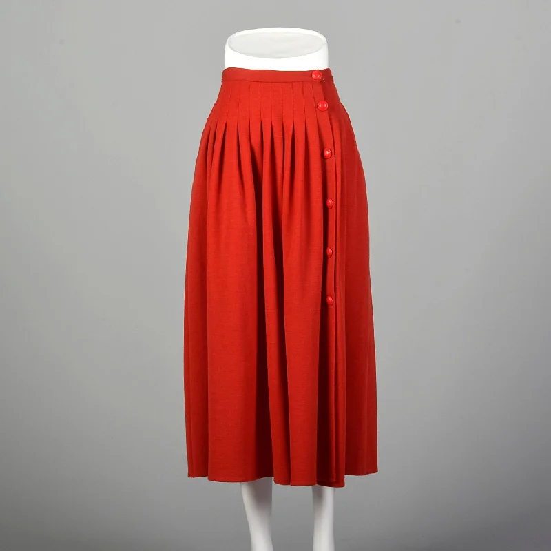 Small Sonia Rykiel 1980s Red Knit Pleated Skirt corduroy skirt comfortable