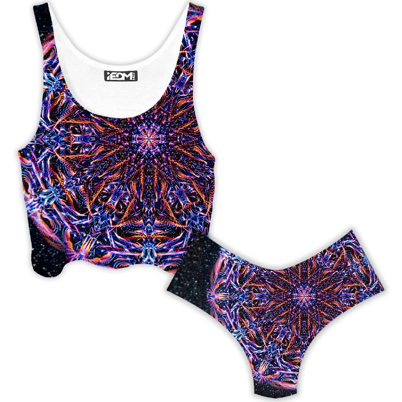 Stargate Prism Crop Top and Booty Shorts Combo Terry Blend Velvet Blend Canvas Blend