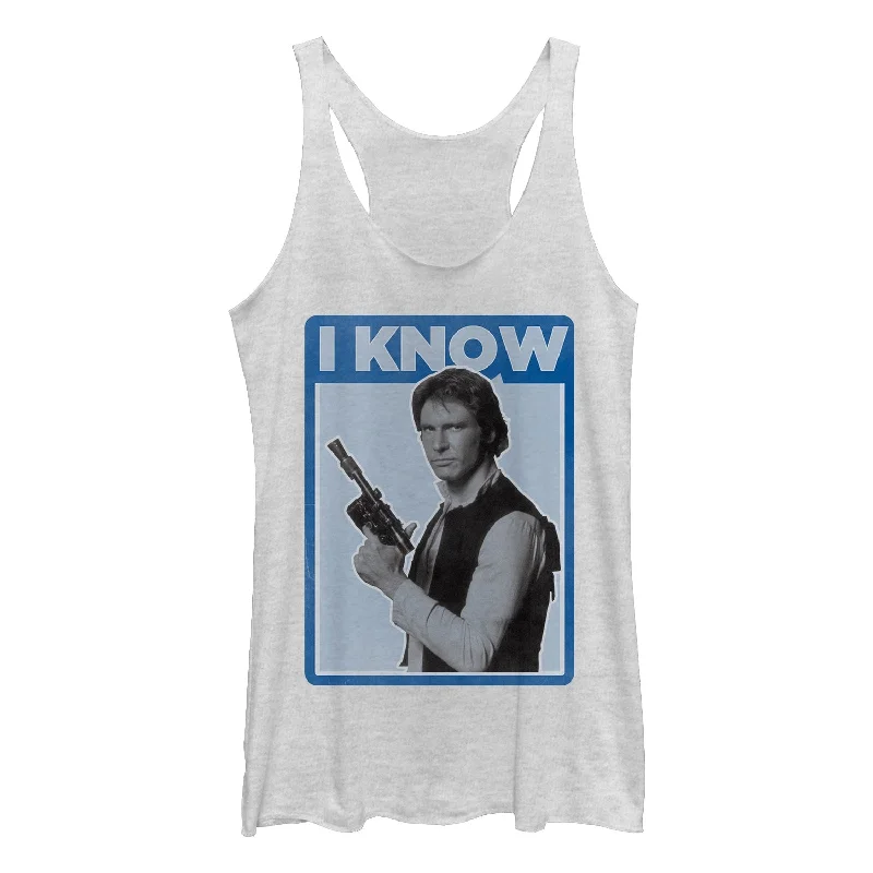 Women's Star Wars Han Solo Quote I Know Racerback Tank Top scoop neck tank