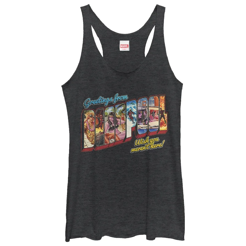 Women's Marvel Deadpool Greetings From Vacation Racerback Tank Top fitted tank top