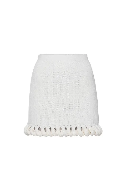 CAMELLIA WHITE KNITTED MINI SKIRT chiffon skirt airy
