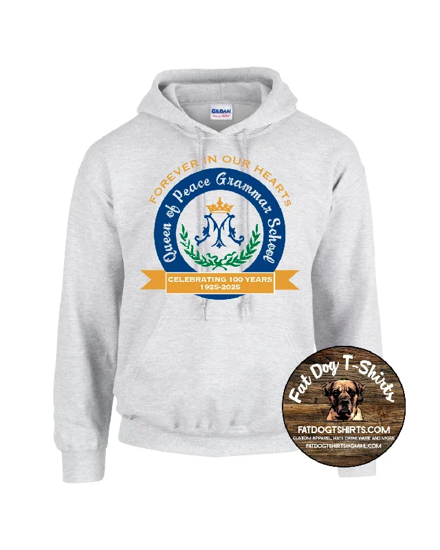 QUEEN OF PEACE 100 YEARS HOODIE-ASH GREY Hoodie with Bell Sleeves Flared Feminine