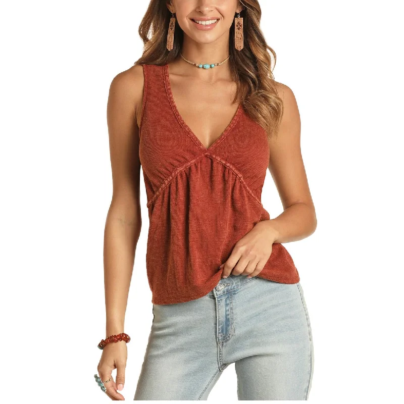 Rock & Roll Cowgirl Ladies Brick Red Tank Top 49-9938 sequin tank top