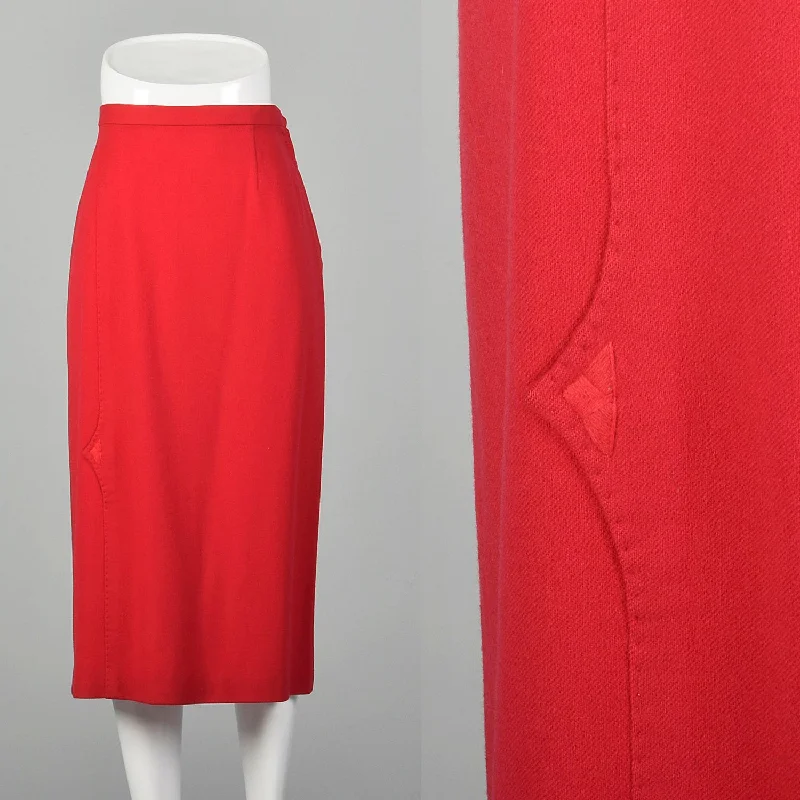 Medium 1950s Raspberry Pink Pencil Skirt relaxed fit skirt