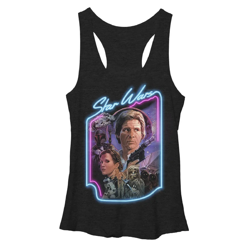 Women's Star Wars Han Solo and Princess Leia Racerback Tank Top high neck tank