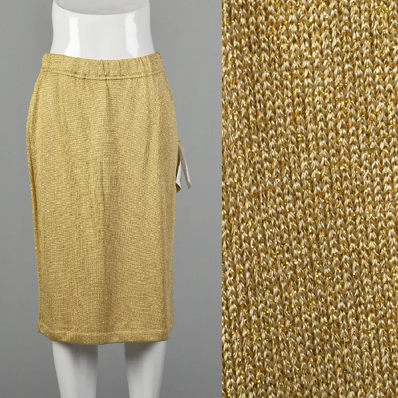 Medium St John Collection 1990s Gold Knit Skirt velvet skirt plush