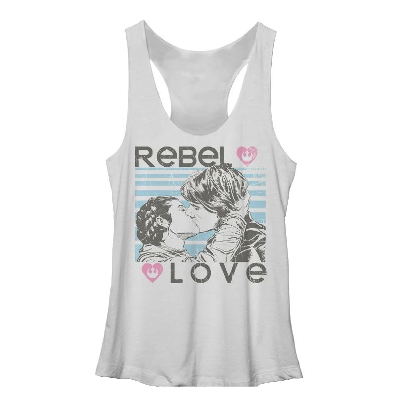 Women's Star Wars Rebel Love Han and Leia Racerback Tank Top soft tank top