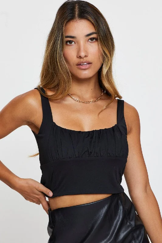 Black Crop Top Jersey Fabric Tulle Fabric Batik Fabric