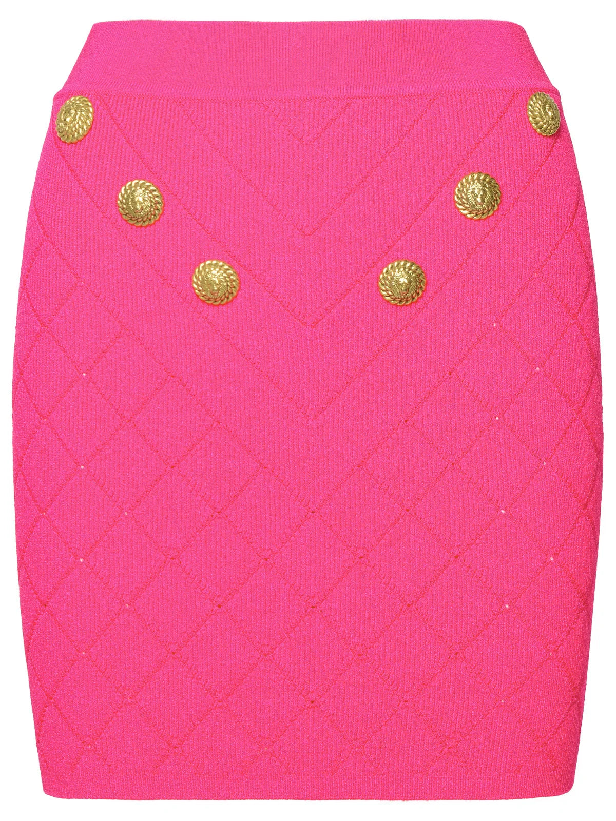 Balmain 6-Button Knit Skirt Fuchsia linen skirt natural