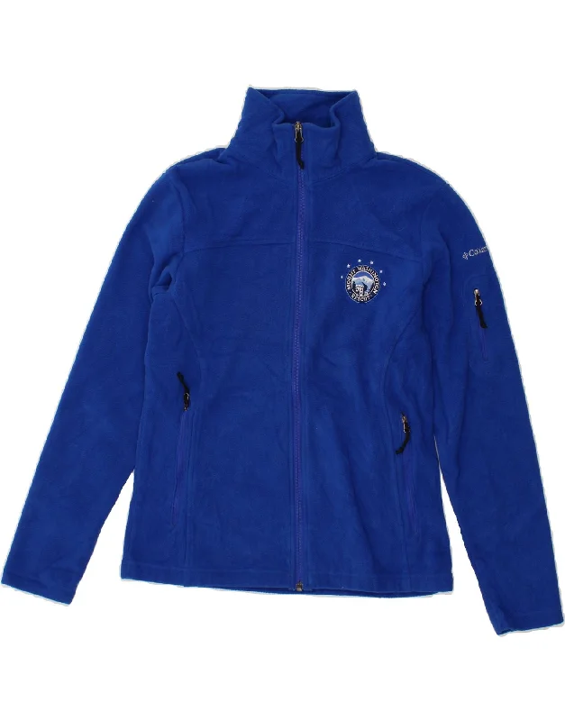 COLUMBIA Womens Fleece Jacket UK 12 Medium Blue Polyester Rayon Jacket Velvet Jacket Corduroy Jacket