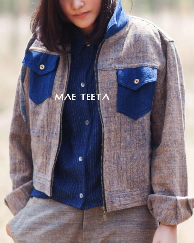 Natural brown mix indigo Jacket Faux Fur Fabric Real Fur Fabric Shearling Fabric