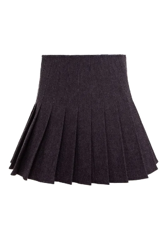BLACK PLEATED DENIM MINI SKIRT chiffon skirt airy