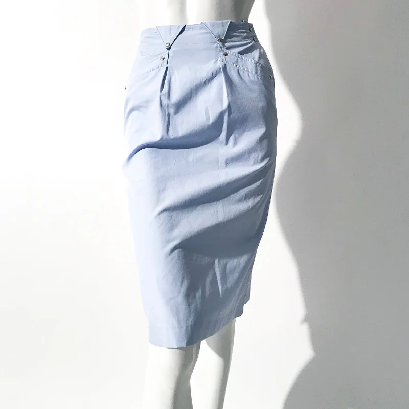 Vintage Blue Cotton Pencil Skirt pencil skirt chic