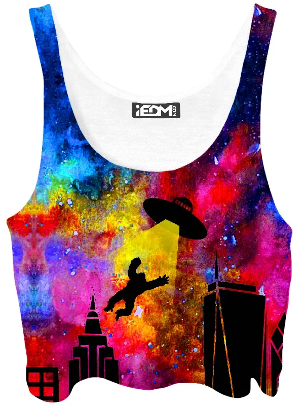 King Kong Abduction Crop Top Mesh Blend Leather Blend Suede Blend