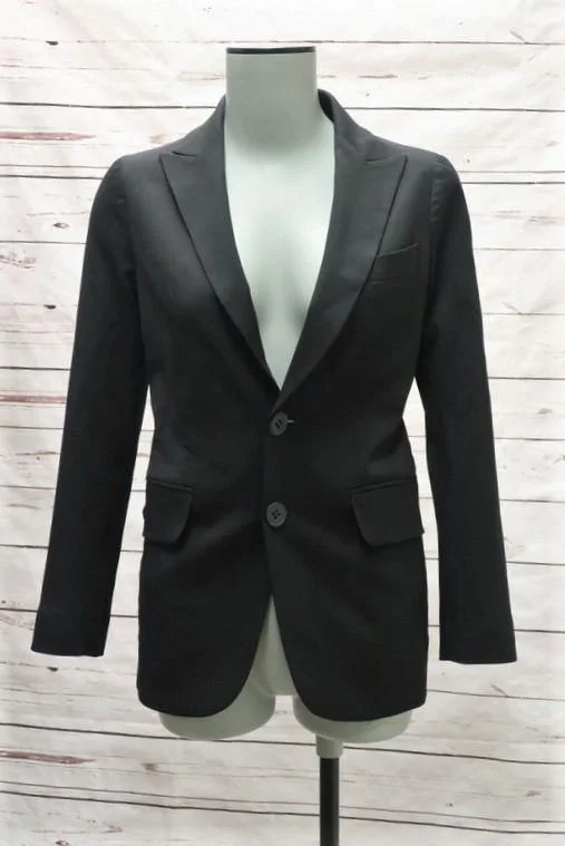 Dsquared2 Blazer Black Stretch Wool Size 38 Two Button Jacket Knit Fabric Woven Fabric Fleece Fabric