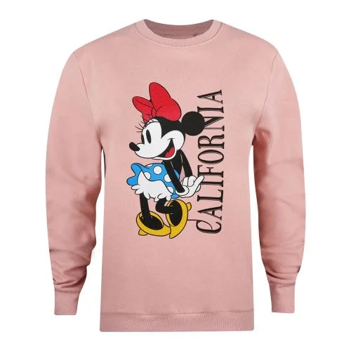 Disney Womens/Ladies California Minnie Mouse Sweatshirt Hoodie with Half-Zip Sporty Casual