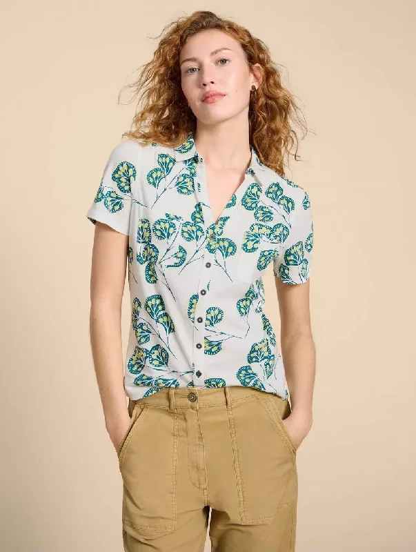 Penny Pocket Jersey Shirt - Ivory Print Glamorous Jersey Tee