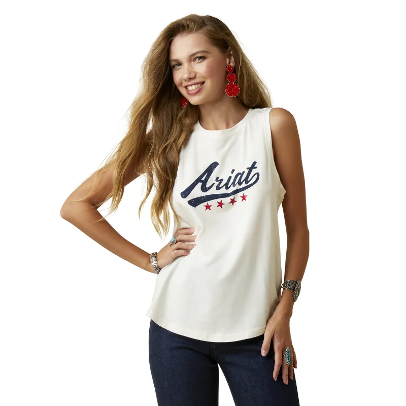 Ariat® Ladies Retro Cream Tank Top 10045088 mesh tank top