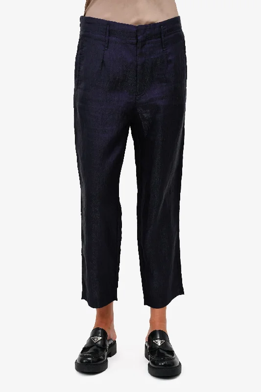 Forte Forte Purple Metallic Straight Leg Trousers Size 0 Trousers Favorite Customer