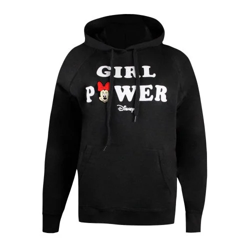 Disney Womens/Ladies Girl Power Minnie Mouse Hoodie Hoodie with High-Low Hem Asymmetrical Trendy