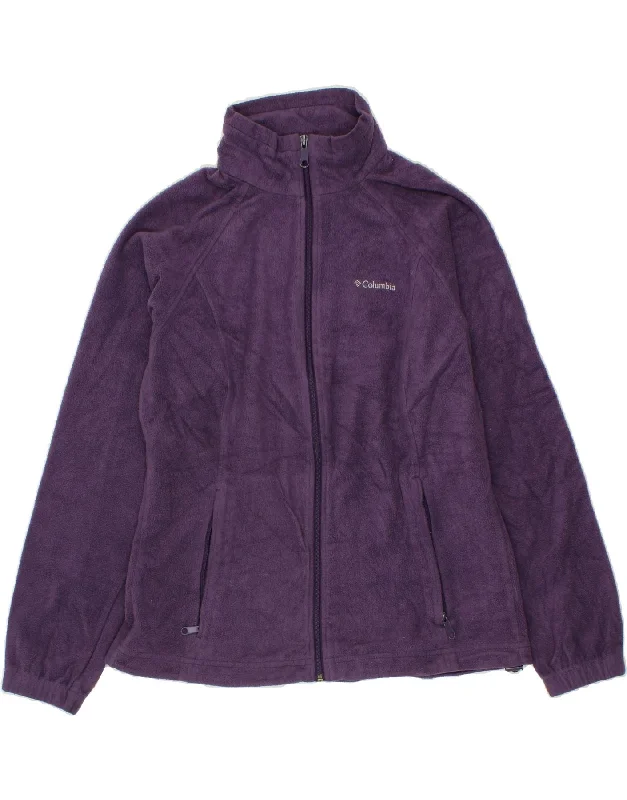 COLUMBIA Womens Fleece Jacket UK 16 Large Purple Polyester Collared Jacket Crew Neck Jacket Turtle Neck Jacket