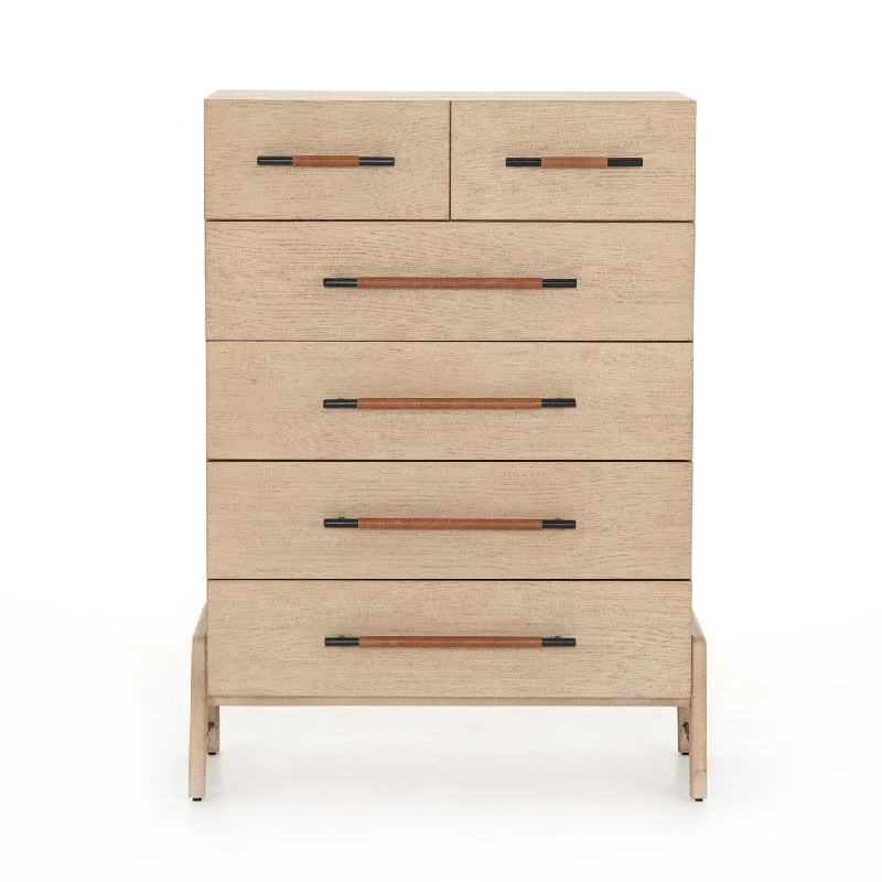 Rosewood 6 Drawer Tall Dresser - Yucca Oak Crew Neckline Sporty