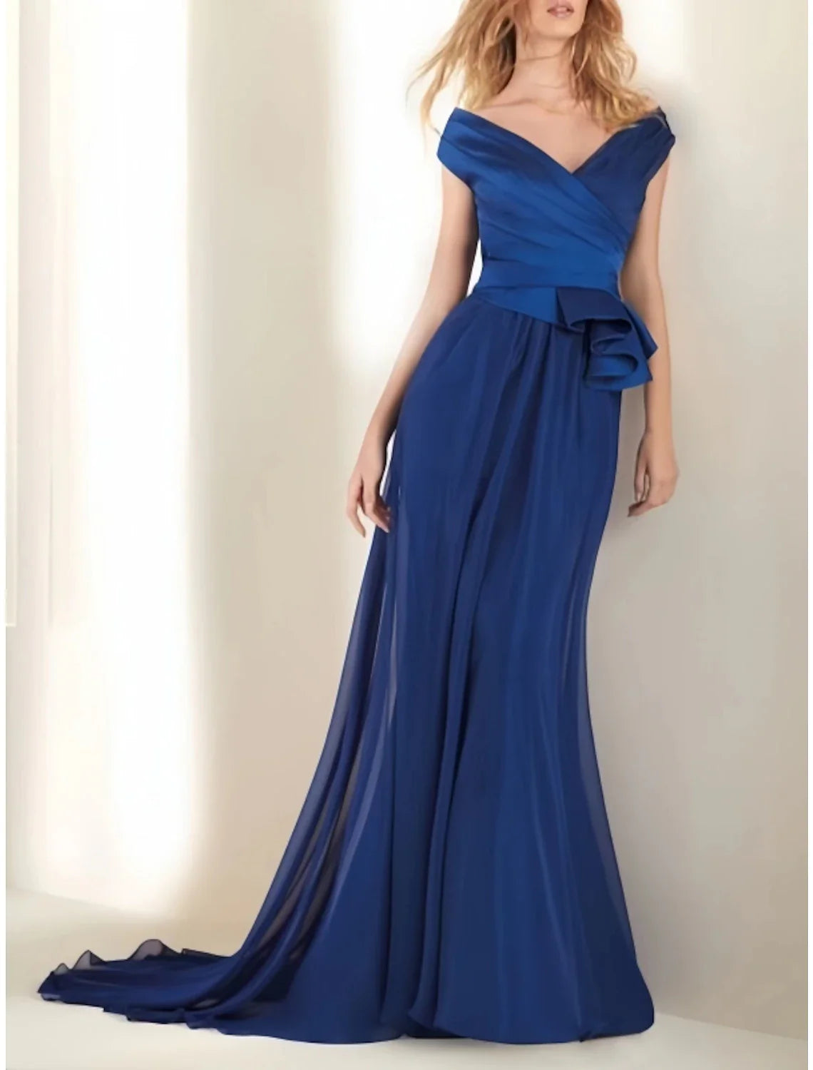 A-Line Evening Gown Elegant Dress Formal Wedding Guest Sweep / Brush Train Short Sleeve Off Shoulder Satin with Pleats Ruched Ruffles Tunics Sale discount A-Line Evening Gown Elegant Dress Formal Wedding Guest Sweep / Brush Train Short Sleeve Off Shoulder Satin with Pleats Ruched Ruffles Tunics Sale discount